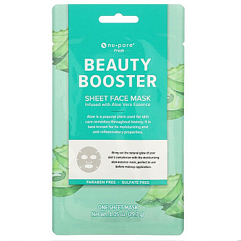 מסכת בד יופי פנים Beauty Booster עם אלוורה 1 יחידה - מבית Nu-Pore