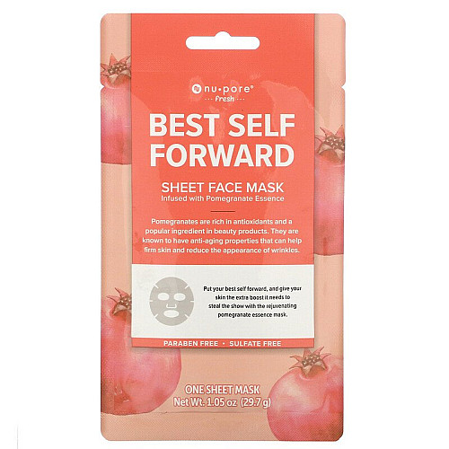 מסכת בד יופי פנים  Best Self Forward עם רימון 1 יחידה - מבית Nu-Pore