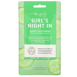 מסכת בד יופי פנים Girl’s Night In עם מלפפון 1 יחידה - מבית Nu-Pore