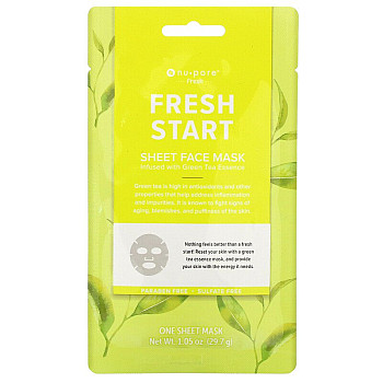 מסכת יופי לפנים Fresh Start עם תה ירוק 1 יחידה - מבית Nu-Pore
