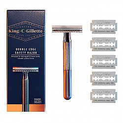 קינג קמפ ג'ילט תער גילוח דו צדדי + 5 סכינים לעיצוב ופיסול הזקן - מבית King C Gillette