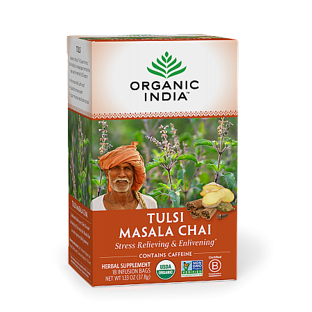 מחיר אורגניק אינדיה תה טולסי צאי מסאלה 18 שקיקים חליטה - מבית Organic India