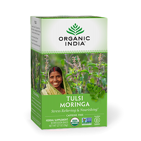 מחיר אורגניק אינדיה תה טולסי מורינגה נטול קפאין 18 שקיקים חליטה - מבית Organic India