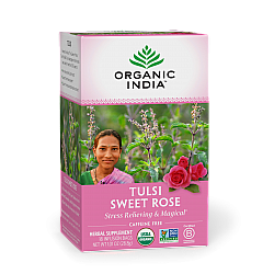 אורגניק אינדיה תה טולסי ורד מתוק ללא קפאין 18 שקיקים חליטה - מבית Organic India