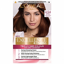 לוריאל אקסלנס קרם צבע שיער קבוע לטיפוח עשיר - בגוון 4.54 חום מהגוני נחושתי