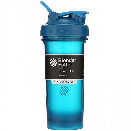 מחיר בלנדר בוטל שייקר קלאסי באיכות גבוהה כדורים עם קפיץ - צבע אוקיינוס - 828 מל - Blender Bottle