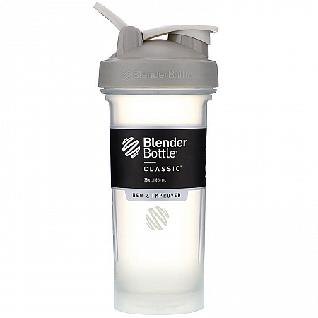 מחיר בלנדר בוטל שייקר קלאסי באיכות גבוהה כדורים עם קפיץ - צבע אפור - 828 מל - Blender Bottle