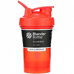 בלנדר בוטל שייקר קלאסי באיכות גבוהה כדורים עם קפיץ - צבע כתום אדום - 590 מ"ל - Blender Bottle