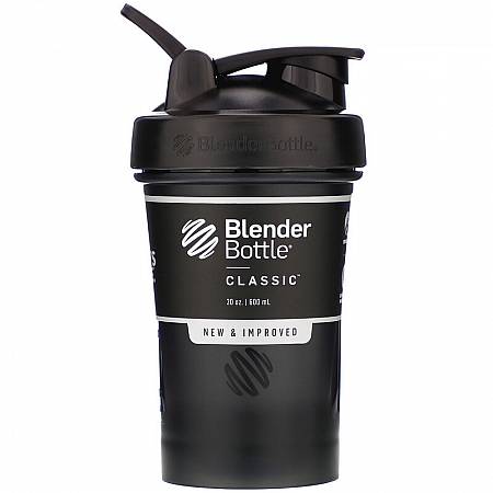 מחיר בלנדר בוטל שייקר קלאסי באיכות גבוהה כדורים עם קפיץ - צבע שחור - 590 מל - Blender Bottle