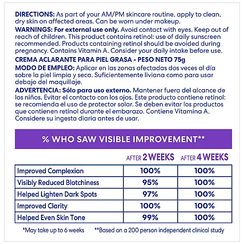 פאלמרס קרם לפנים לעור שמן להפחתת כתמים כהים עם ויטמין E תכולה 75 גרם - Palmer's