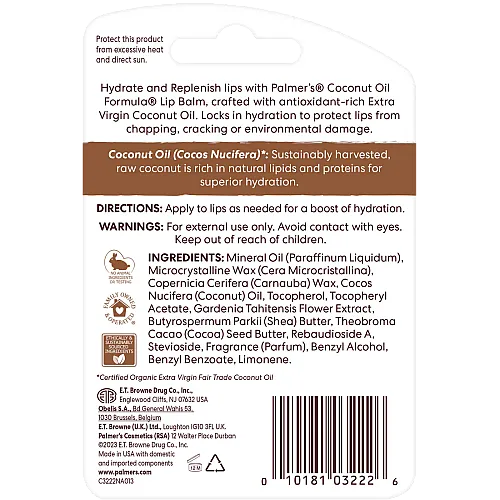 פלמרס לשפתיים שפתון לחות לריכוך והחלקה עם חמאת קקאו ויטמין E מארז 2 יח נפח 4 גרם כל אחד - Palmer's
