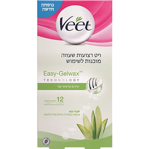 ויט רצועות שעווה לעור יבש מועשר בלחות עם אלוורה ולוטוס 12 יחידות - מבית Veet ויט רצועות שעווה לעור יבש מועשר בלחות עם אלוורה ולוטוס 12 יחידות - מבית Veet