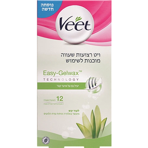 ויט רצועות שעווה לעור יבש מועשר בלחות עם אלוורה ולוטוס 12 יחידות - מבית Veet