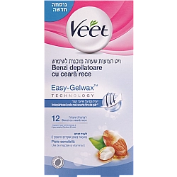 ויט רצועות שעווה לעור רגיש מועשרות בשמן שקדים וויטמין E - מבית Veet