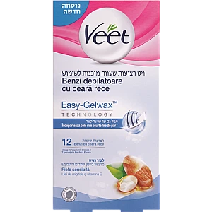 ויט רצועות שעווה לעור רגיש מועשרות בשמן שקדים וויטמין E - מבית Veet