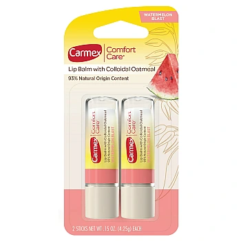 קרמקס מארז שפתוני לחות להרגעת שפתיים עם שיבולת שועל קולואידית בטעם אבטיח 2 יח 4.25 גרם כל אחד - Carmex