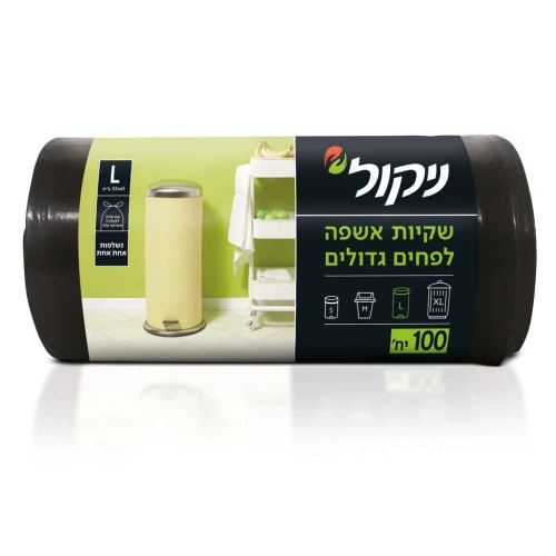 ניקול שקיות אשפה לפח מטבח במידה ⁦L⁩ 100 יחידות