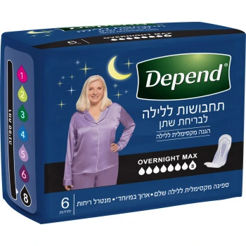 דיפנד תחבושות ספיגה אוברנייט מקס לנשים 6 יחידות