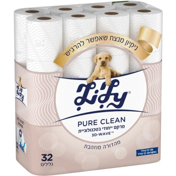 לילי נייר טואלט פיור קלין מהדורה מוזהבת 32 גלילים