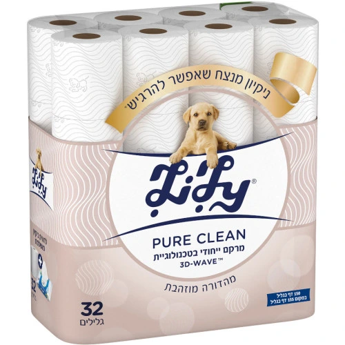 לילי נייר טואלט פיור קלין מהדורה מוזהבת 32 גלילים