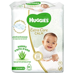 האגיס קר קאלם מגבונים לחים לתינוק להרגעת בתוספת תמצית אלוורה בבישום עדין מארז רביעייה HUGGIES