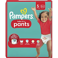 פמפרס בייבי דריי פנטס מכנסונים מידה 5 למשקל 12-17 ק"ג Pampers