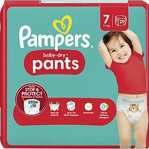 פמפרס בייבי דריי פנטס מכנסונים מידה 7 למשקל 17+ ק"ג Pampers