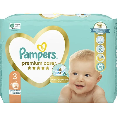 פמפרס פרימיום חיתולים מידה 3 משקל 6-10 ק"ג Pampers