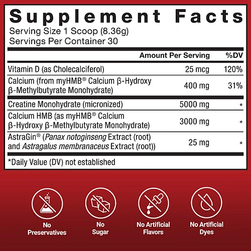 אבקת קריאטין + HMB ללא תוספת טעם 251 גרם - מבית Force Factor