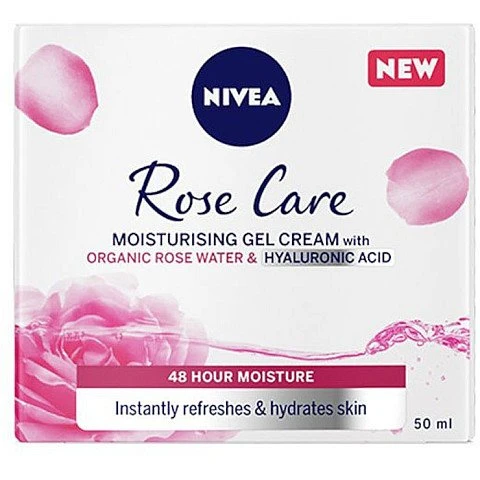 ניוואה ROSE CARE קרם לחות במרקם ג'ל בתוספת מי ורדים וחומצה היאלורונית 50 מ"ל - מבית NIVEA ניוואה ROSE CARE קרם לחות במרקם ג'ל בתוספת מי ורדים וחומצה היאלורונית 50 מ"ל - מבית NIVEA