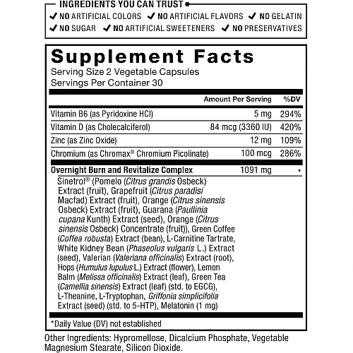 Leanfire PM שורף שומנים ללילה 60 כמוסות צמחיות - מבית Force Factor