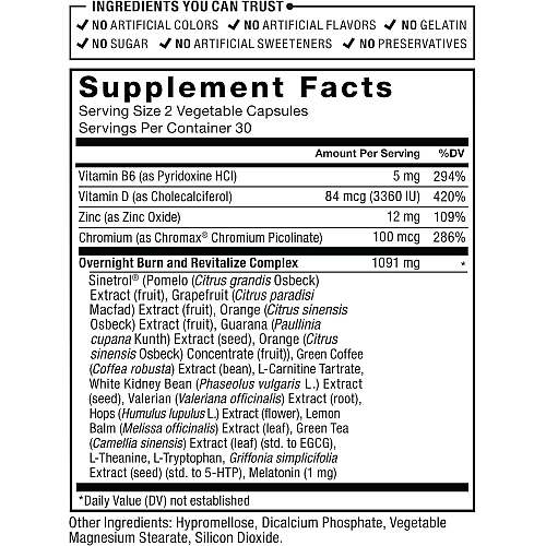 Leanfire PM שורף שומנים ללילה 60 כמוסות צמחיות - מבית Force Factor