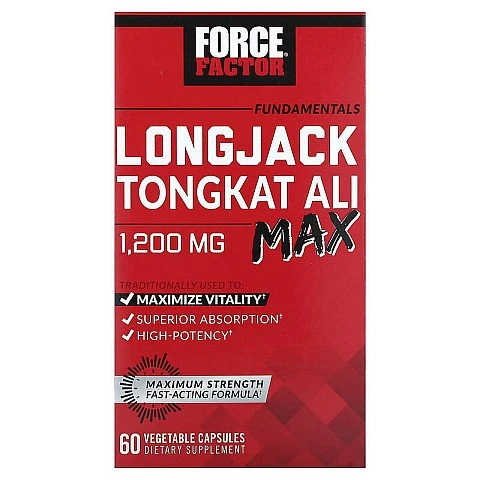LongJack Tongkat Ali לונג-ג'ק טונגקט-אלי 1200 מ"ג 60 כמוסות צמחיות - מבית Force Factor LongJack Tongkat Ali לונג-ג'ק טונגקט-אלי 1200 מ"ג 60 כמוסות צמחיות - מבית Force Factor