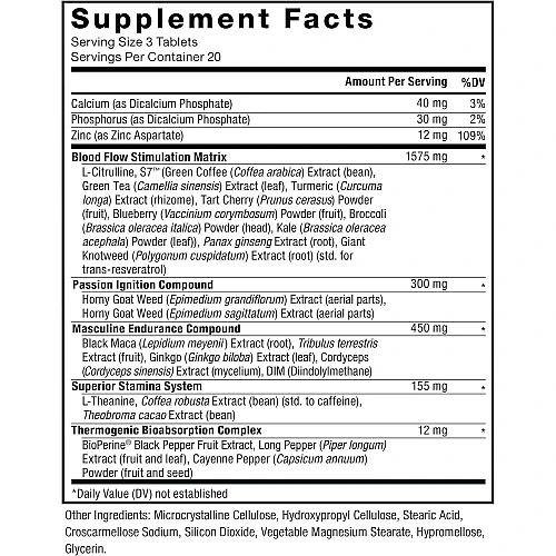Score! XXL לשיפור ביצועי הגבר 60 טבליות - מבית Force Factor