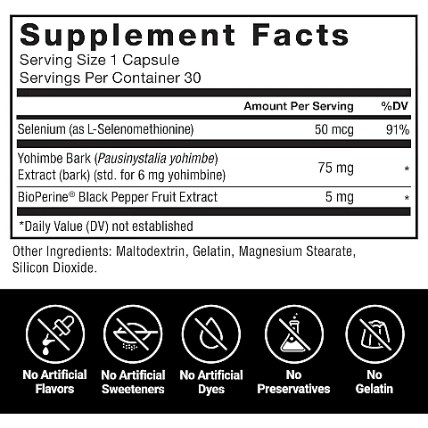 Yohimbine יוהימבין 6 מ"ג 30 כמוסות - מבית Force Factor Yohimbine יוהימבין 6 מ"ג 30 כמוסות - מבית Force Factor