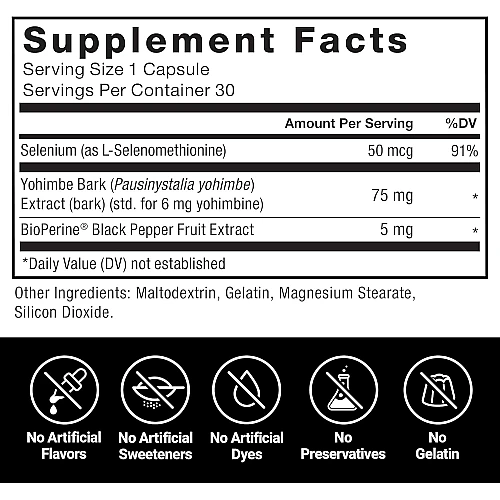 Yohimbine יוהימבין 6 מ"ג 30 כמוסות - מבית Force Factor