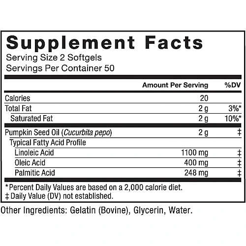 שמן זרעי דלעת 2,000 מ"ג 100 כמוסות רכות - מבית Force Factor