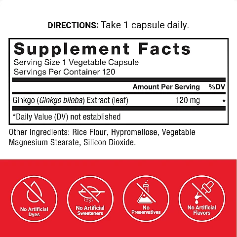 גינקו בילובה 120 מ"ג - 120 כמוסות צמחיות - מבית Force Factor גינקו בילובה 120 מ"ג - 120 כמוסות צמחיות - מבית Force Factor