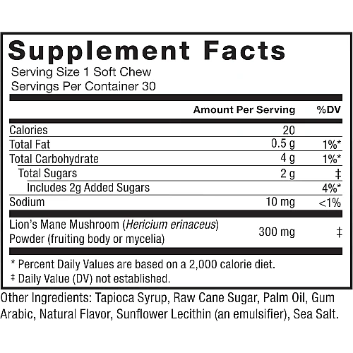 פטריות מודרניות היריסיום פולי וניל 30 חטיפים לעיסים - מבית Force Factor