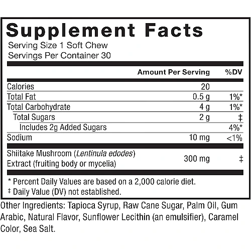 פטריות מודרניות שיטאקי קרמל ותפוח 30 חטיפים לעיסים - מבית Force Factor