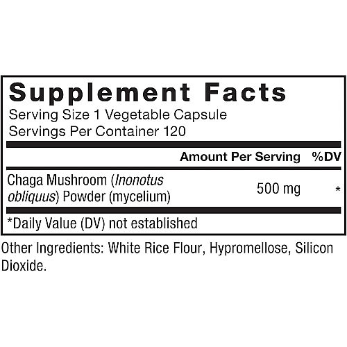 פטריות צ'אגה 500 מ"ג - 120 כמוסות צמחיות - מבית Force Factor