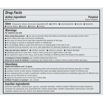 התחבושת המקורית להקלה על כאב - לארג' - 5 תחבושות - Icy Hot