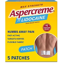 תחבושת להקלה על כאבים עם 4% לידוקאין עוצמה מקסימלית ללא בישום 5 תחבושות - Aspercreme‏