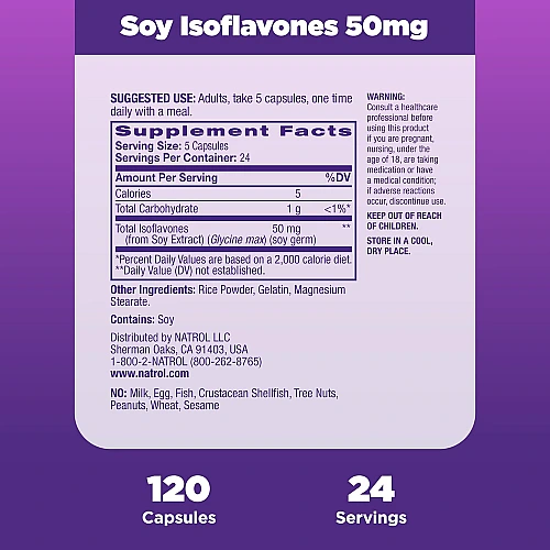 איזופלבונים סויה 50 מ"ג 120 כמוסות - מבית Natrol