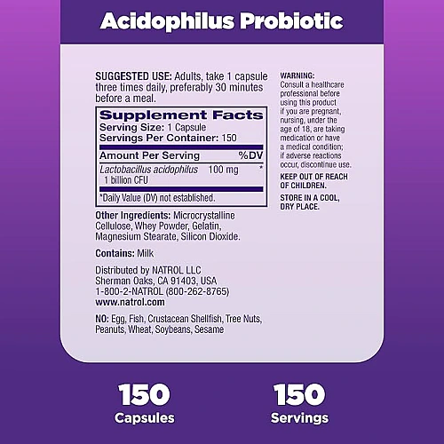 אצידופילוס פרוביוטיקה 150 כמוסות - מבית Natrol