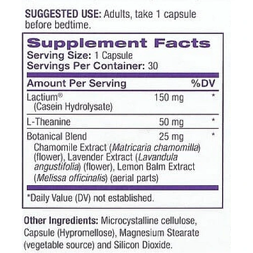 לקטיום-תיאנין לילה מרגיע לשינה ללא מלטונין, 30 כמוסות - מבית Natrol