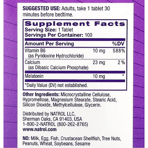 מלטונין שינה מתקדמת 10 מ"ג 100 טבליות צמחוני - מבית Natrol