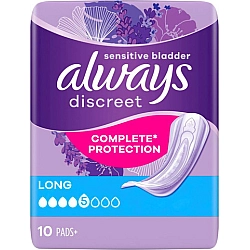 אולוויז דיסקריט תחבושות לבריחת שתן לונג 10 יחידות