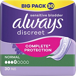 אולוויז דיסקריט תחבושות לבריחת שתן נורמל 30 תחבושות - אריזה מוגדלת