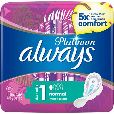 אולוויז פלטינום תחבושות עם כנפיים נורמל 12 יחידות